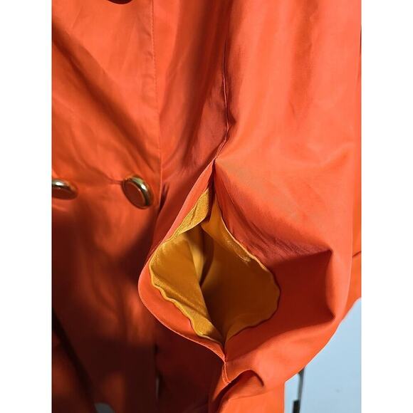Twiggy London VTG Chic Rain Coat XL Bold Orange Retro Mod 60's Style Trench - Picture 6 of 15